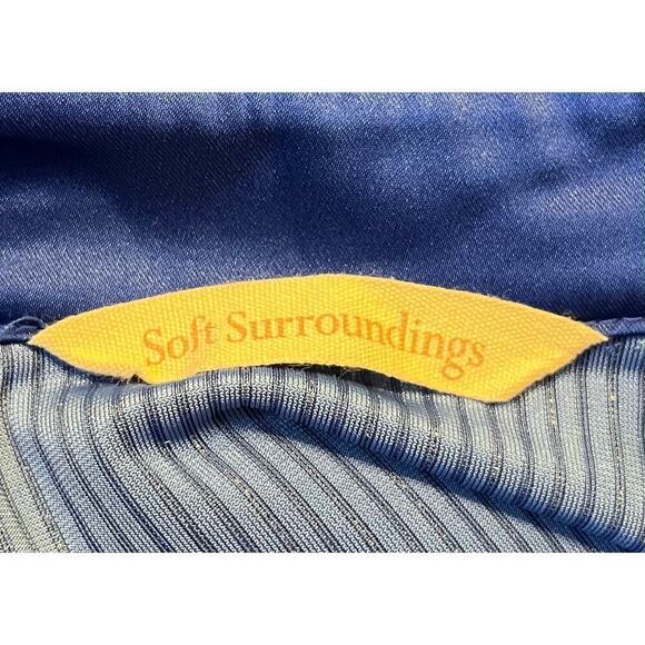 Soft Surroundings Shirt Women PXL Blue Textured Velvet Boyfriend Metallic Thread - Picture 9 of 11